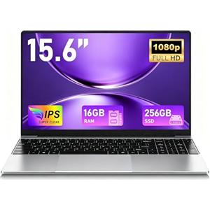 FUNYET Pc Portatile 15.6 Pollici 16GB RAM 2*DDR3 256GB SSD, 2 nuclei Processore M3-6Y30 Laptop, Fino a 2,2 GHz, Win 11 Notebook con FHD 1920x1080, 5000mAh, Wi-Fi5, BT4.2, USB3.0, HDMI, Webcam-QWERTY
