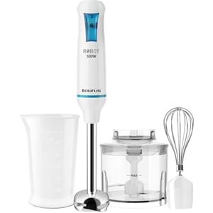 Taurus - Frullatore a immersione Robot 500 Plus Inox | Minipimer 500W | Lama inox | Sistema antispruzzo | Turbo Rotation System | Design ergonomico | Accessori inclusi
