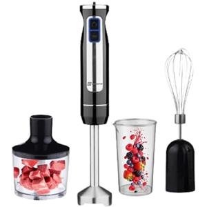 BEHOME Frullatore tritatutto multifunzione 3 in 1 | Tritatutto 8 velocità con 860ml Bicchiere 600ml Frusta | Minipimer Mixer a Immersione 800 W con Luce Led