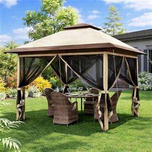 BAKAJI Gazebo Pieghevole One touch 3.6 x 3.6 M, Rivestimento in PU Anti UV e Antipioggia, Struttura Acciaio Resistente Intemperie, Borsa con Ruote e Accessori, Ideale per Giardino, Esterno, Terrazzo