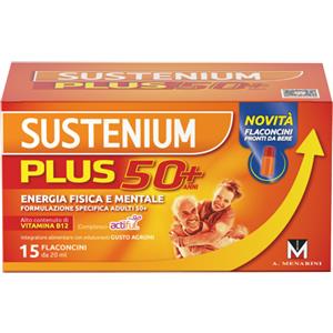 Menarini Sustenium Plus 50 - Integratore Energetico per Adulti con Vitamina B12, B3 e B6, 15 Flaconcini