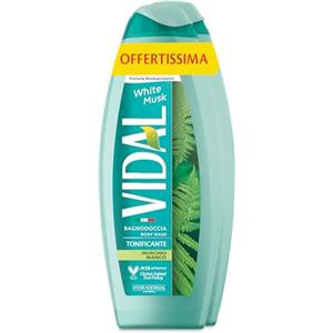 Vidal - Bagnoschiuma White Musk, Formula Tonificante, Fragranza Muschio Bianco, Dermatologicamente Testato, 2 Flaconi da 600ml