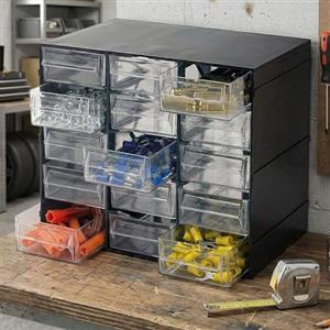 Dmora - Armadio Multiuso 2 Ante Lens, Armadietto Porta minuteria, Mobile per contenitori portautensili, 100% Made in Italy, Antracite, 23x14h19 cm