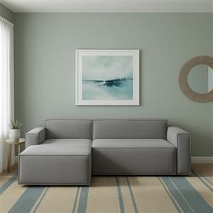 Talamo Italia - Divano fisso con penisola Daniela, Divano componibile con chaise longue sinistra, Sofà moderno in tessuto, 100% Made in Italy, Cm 240x170h70, Grigio