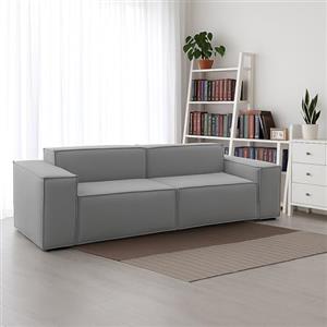 Talamo Italia - Divano fisso 2 posti Paola, Divano componibile lineare, Sofà moderno da soggiorno in tessuto, 100% Made in Italy, Cm 220x95h70, Grigio