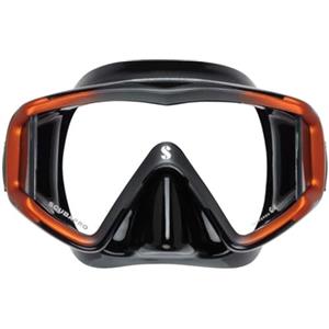 SCUBAPRO New Crystal VU - Maschera Subacquea Trasparente e Arancione con Ampio Campo Visivo e Gonna in Silicone a Doppia Tenuta