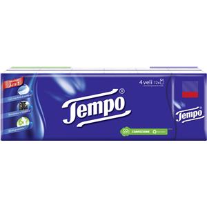 Tempo Fazzoletti - Confezione da 12 pacchetti da 9 pezzi, morbidi e arricchiti con fibre di cotone, 4 veli