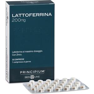Bios Line Principium Lattoferrina 200 mg - Integratore per il Sistema Immunitario, 30 Compresse, Senza Glutine e Adatto a Vegetariani