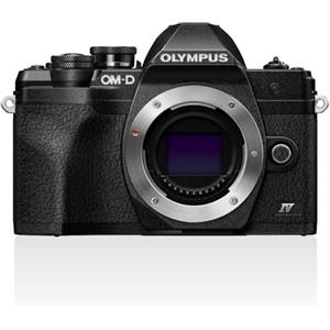 Olympus Fotocamera Olympus OM-D E-M10 Mark IV con sistema Micro Quattro Terzi Olympus, sensore da 20 MP, schermo LCD per selfie, mirino elettronico, video 4K, potente messa a fuoco automatica, Wi-Fi, nero