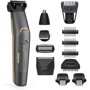 BaByliss MT987E Multi-Trimmer Graphite Precision 12 in 1 - Rasoio Elettrico Cordless con Testine per Barba, Corpo e Naso