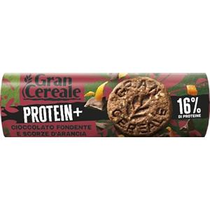 Gran Cereale, Biscotti Proteici Protein+ Cioccolato e scorze d'arancia, con 16% di Proteine e Ingredienti 100% Vegetali, Biscotti da colazione, Tubo da 250g