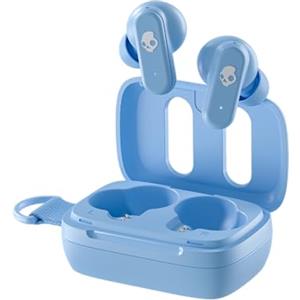 Skullcandy Dime 3 Wireless Earbuds, Bluetooth Headphones, Noise Isolating Fit, Up to 20 Hours Battery, Microphone for iPhone Android, Easy Carry with Integrated Lanyard - Preppy Blue