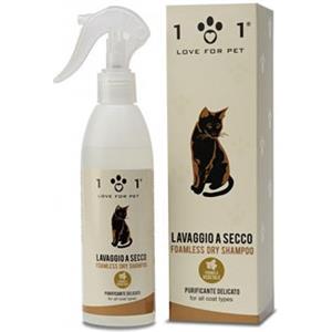 Linea 101 Shampoo a Secco Naturale e Vegetale per Gatti - 250ml, Detergente Pronto all'Uso Senza Acqua