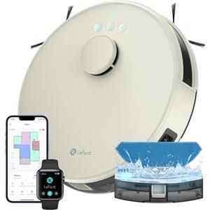 Lefant M1 Robot Aspirapolvere Lavapavimenti Slim, Aspirazione 4000Pa Potente, Autonomia 200 Minuti, Grigio Champagne