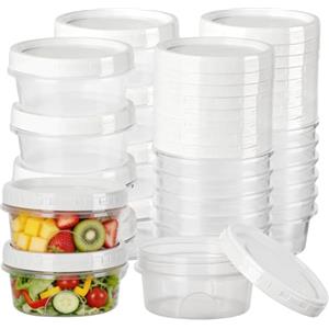 VINATO 18 Pcs Contenitori per Alimenti, 300ML Contenitori per Freezer Contenitore Ermetico per Alimenti Barattolini Plastica Piccoli con Tappo, Lavabili in Lavastoviglie, Adatti a Microonde e Freezer