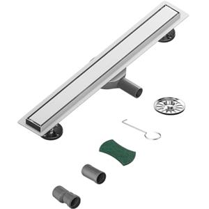 Neodrain Canalina per doccia, 70 cm, in acciaio inox, scarico a 360°, extra piatto, con filtro antiodore e adattatore per il bagno