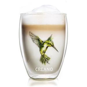 Creano Bicchiere Termico Doppia Parete 250ml Colibrì Verde - Bicchiere in Vetro Borosilicato con Stampa Uccello Verde- Tazza Termica Latte Macchiato Ideale Regalo Elegante con Scatola - 1x 250ml
