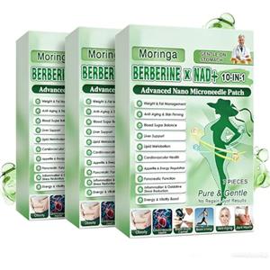 Generico 3 Scatole Moringa Cerotti Dimagranti 10 In 1 con Nanocroneedle, Moringa Berberina X Nads Cerotti con Nanocrusca E Ingredienti Natural, Patch Compresse Dimagranti, per Uomini E Donne