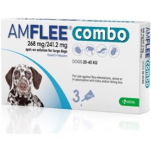 KRKA Amflee Combo Spot-On 3 Pipette 20-40 Kg - Antiparassitario per Cani con Fipronil e S-metoprene