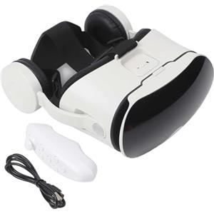 ReachMall Visore VR, occhiali 3D per realtà virtuale con FOV 110° e cuffie integrate per telefoni iOS e Android da 5,5 a 6,7 pollici, bianco