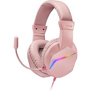 Mars Gaming MARSGAMING MH122, Cuffie da Gioco Over Ear FRGB con Microfono, Suono HiFi, Cancellazione del Suono, Ultra Leggere, PS4 PS5 Xbox Switch Tablet Windows Mac, Rosa, Grande