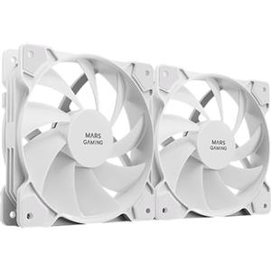 Mars Gaming MF-PWMX2 Bianco, Kit 2 Ventole 120 mm, Ultra-Silenzioso FDB 12dB, Sistema Antivibrazione, Sistema PWM