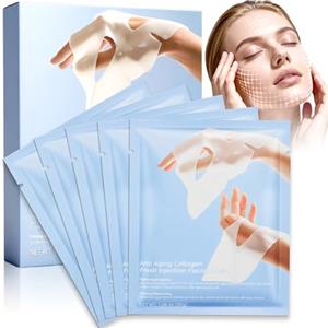 VIVIROFEX 5 Pezzi Maschera Collagene Viso,Bio Collagen Face Mask,Maschera Idrogel,Bio Collagene Real Deep Mask,Maschere per il Visos idratante e lenitiva