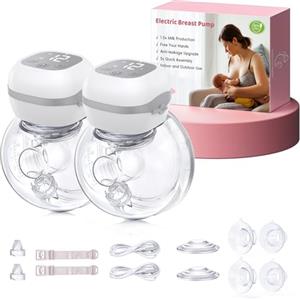 Haokoo Tiralatte Elettrico Indossabile Portatile, 201g Leggero Tira Latte Neonati Elettrico, Installazione Rapida 5s, 3 modalità e 12 livelli, Display a LED, Senza BPA, 2 Pezzi