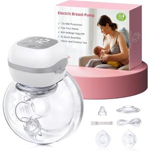 Haokoo Tiralatte Elettrico Indossabile Portatile, 201g Leggero Tira Latte Neonati Elettrico, Installazione Rapida 5s, 3 modalità e 12 livelli, Display a LED, Senza BPA, 1 Pezzi