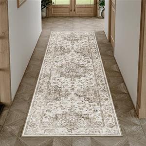 HUGEAR Vintage Tappeto Cucina 60x240cm Marrone Antiscivolo Lavabile In Lavatrice Lungo Per Corridoio Tappeti Rug Rettangolare Pelo Corto Carpet