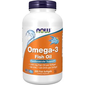 NOW Foods Omega-3 Molecolare Distillato - 200 Softgels di Pesce con 180 EPA e 120 DHA per la Salute del Cuore
