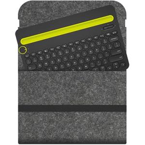 Generic Custodia protettiva per tastiera Logitech K480, custodia da viaggio in feltro con design a copertura completa, antiurto, antipolvere, organizer per accessori per tastiera wireless (grigio scuro)