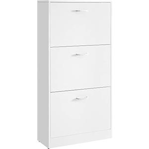 VASAGLE Scarpiera a 3 Piani Scaffale Portascarpe Cassettiera con 3 Scomparti Profondi Color Bianco Regolabile, 60 x 24 x 120 cm (L x P x A) LBC03WT