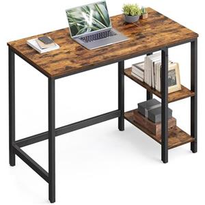 VASAGLE Scrivania per Computer, Scrittoio, 100 x 50 x 76 cm, Moderno, Tavolo da Lavoro, per Ufficio Camera da Letto Soggiorno, Marrone Vintage e Nero Inchiostro LWD046B01