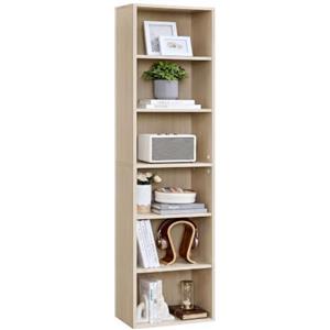 VASAGLE CUSTOS Collezione - Libreria, Libreria Scaffale a 6 Ripiani, per Soggiorno Studio Ufficio Camera da Letto, Stile Industriale, 24 x 40 x 178,5 cm, Beige Naturale LBC167L01