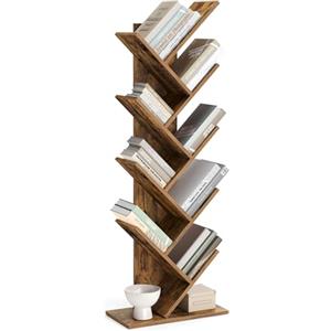 VASAGLE Libreria Scaffale ad Albero a 9 Ripiani, Salvaspazio, Libreria Verticale, per Camera da Letto Soggiorno Studio Ufficio, Marrone Vintage LBC11BX