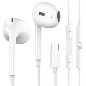 Thecoopidea Auricolari USB-C per iPhone 17/16/15, Cuffie In-Ear con Microfono e Controllo Volume, Suono Stereo HiFi con Riduzione del Rumore, Compatibili con Galaxy S24/S23, Pixel 8/7, iPad, MacBook
