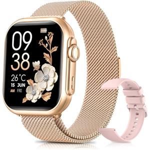 Oliimptek Smartwatch Donna con 100 Giorni, 1000mAh Batteria, 1.83" HD Orologio Fitness con Frequenza Cardiaca, SpO2, Sonno, 120+ Sport Smartwatch con Chiamata, Notifiche Messaggi iOS Android Oro Rosa