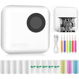 GuKKK Mini Stampante Fotografica, Mini Stampante Termica,Stampante Fotografica Istantanea Portatile, Mini Stampante Termica Bluetooth con Ricarica USB Stampante, per Fotografica, Note, Diario, Elenco, Memo