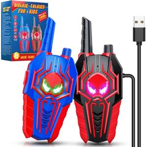 Toyokid Walkie-Talkie Bambini Ricaricabili, Giochi Bambini 3 4 5 6 7 8 9 10 Anni Maschio Spider Walkie Talkie Regalo Bambino 3 4 5 6 7 8 9 10 Anni Giochi da Esterno Giocattoli Bambino Regali di Pasqua