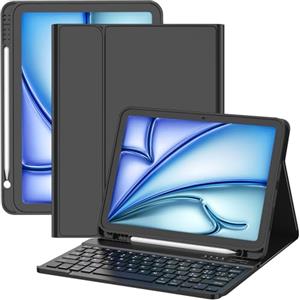 TQQ Cover con Tastiera per iPad Air 11 pollici (M3 2025 e M2 2024), iPad Air 5ª/4ª Gen e iPad Pro 11 pollici(4ª, 3ª, 2ª, 1ª Gen), Tastiera Bluetooth Staccabile con Portapenna, Italiano QWERTY Layout