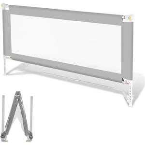 Ikodm Sponda letto bambini, pieghevole 2x180cm, regolabile in altezza da 68-95cm, protezione anticaduta per lettino, per bambini, facile da montare, colore grigio