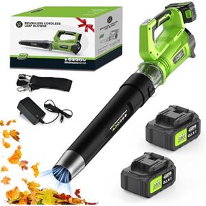 AUKUZI Soffiatore Aspiratore a Batteria Soffiatore a Foglie Senza Spazzole 1000W, 96000RPM, 21V 8000mAh, 5 Velocità Regolabili, Leggero Silenzioso Portatile, Soffiatore Elettrico per Giardino Vialetto Patio