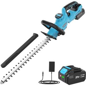 LEEIKOO Tagliasiepi a Batteria, Tagliasiepi Elettrico con 4.0Ah Batteria, 180° Regolabile Tagliasiepi, 51cm Lunghezza Lama, 16mm Distanza tra i Denti, Copri Lama per Siepi, Rami, Arbusti, Ramoscelli
