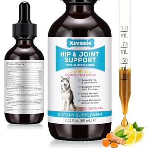 FuzzyUp Integratori per le Articolazioni dei Cani Anziani, Sollievo dal Dolore per Cani,Gocce di Condroitina per Cani,Gocce di Glucosamina per Anche e Articolazioni dei Cani,Dovuto Alla Mobilità,Naturale,60ML