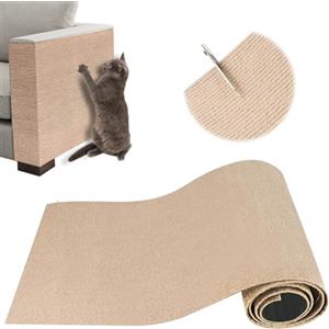 ZenithyrEn Protezione Divano Graffi Gatto, Tappeto Tiragraffi per Gatti Autoadesivo 100x30cm, Riutilizzabile e Tagliabile, Ideale per Divani, Mobili e Pareti, Tiragraffi divano, Sisal e Moquette (Khaki)