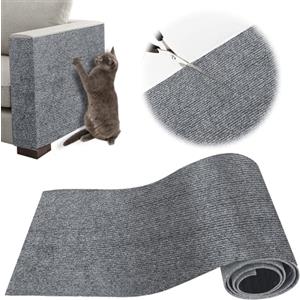 ZenithyrEn Protezione Divano Graffi Gatto, Tappeto Tiragraffi per Gatti Autoadesivo 100x30cm, Riutilizzabile e Tagliabile, Ideale per Divani, Mobili e Pareti, Tiragraffi divano, Sisal e Moquette (Grigio chiaro)