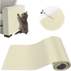 ZenithyrEn Protezione Divano Graffi Gatto, Tappeto Tiragraffi per Gatti Autoadesivo 200x40cm, Riutilizzabile e Tagliabile, Ideale per Divani, Mobili e Pareti, Tiragraffi divano, Sisal e Moquette (beige)