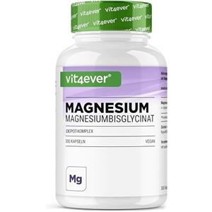 vit4ever Magnesio Bisglicinato a Deposito Complesso - 300 capsule - 300mg di Magnesio puro per dose giornaliera - Magnesioglicinato come chelato organico di aminoacidi - Vegano, senza additivi inutili