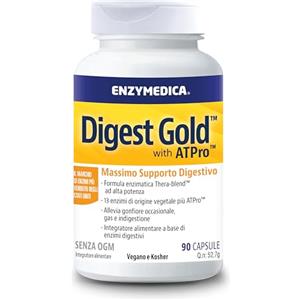 Enzymedica, Digest Gold, Integratore Alimentari con Enzimi Digestivi ad Azione Rapida, Gluten Free, Senza Lattosio, 90 Capsulas